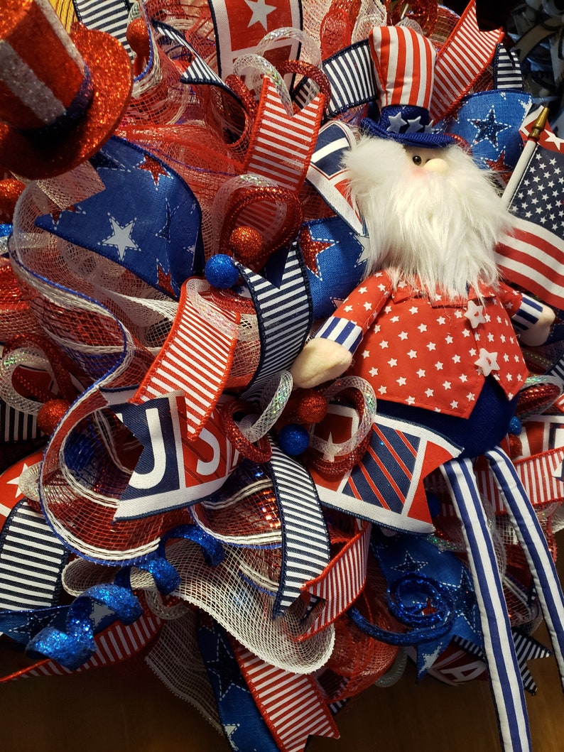 Uncle Sam July 4th wreath,patriotic wreath,summer wreath,independence day wreath,July 4th wreath,uncle Sam wreath,red white and blue wreath
