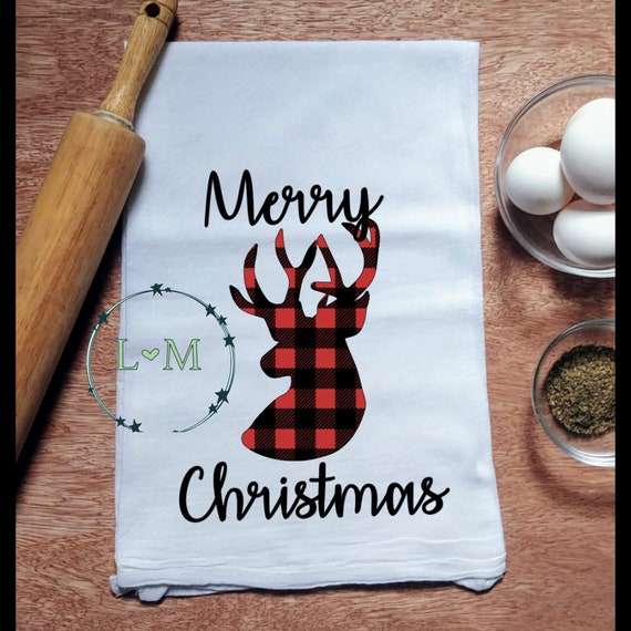 Merry Christmas Buffalo Check Kitchen Towel