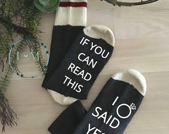 If you can read this I said yes Cotton Socks | |custom socks | fashion | style |Crew socks |groomsman wedding gifts bridal party bridal gift