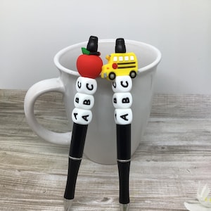 Stylo ABC Apple | Stylo perlé | Stylo pour professeur | Stylo pour chauffeur de bus | Retour à l&#39;école | Cadeau professeur