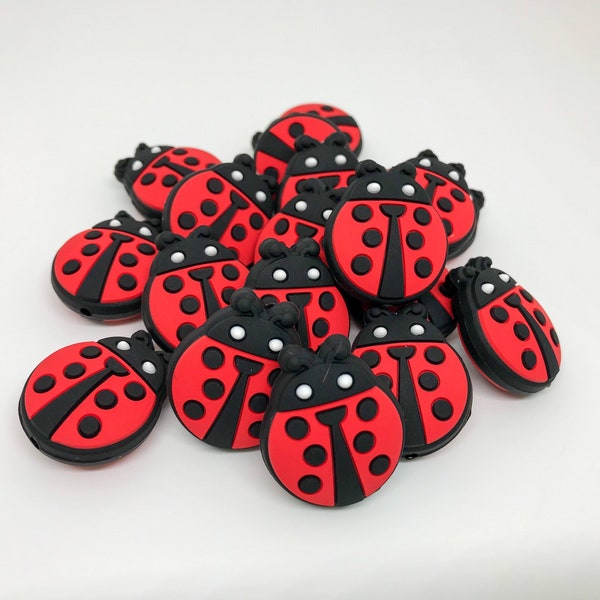 Silicone Beads // Silicone Lady Bug Beads // DIY Beads // Craft Beads // Red // Beadable Pen