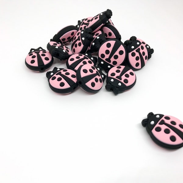 Silicone Pink Lady Bug Beads // DIY Beads // Craft Beads