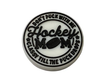 Hockey Mom Focal Bead // Silicone Bead // Focal Bead // Craft Bead // Black & White // Hockey Keychain