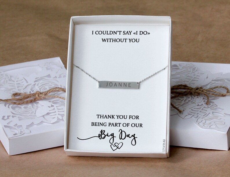 Wedding Party Will you be my Bridesmaid Bridesmaids gifts Bar Initial Necklaces a1 #10 Bridesmaid Proposal Bridesmaid Gift