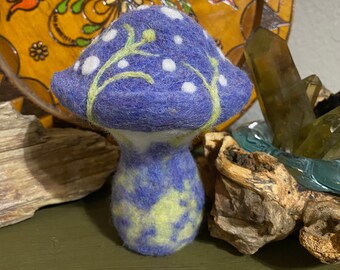 Magic Mushroom Essential Oil Diffuser Alpaca and Wool Hand Felted Woodland Pendant Necklace