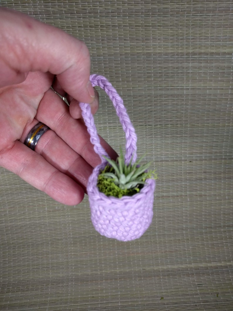 Crochet Tiny Air Plant Holder 100/% Cotton Pink and