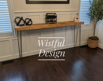 Chevron Console Table with Hairpin Legs