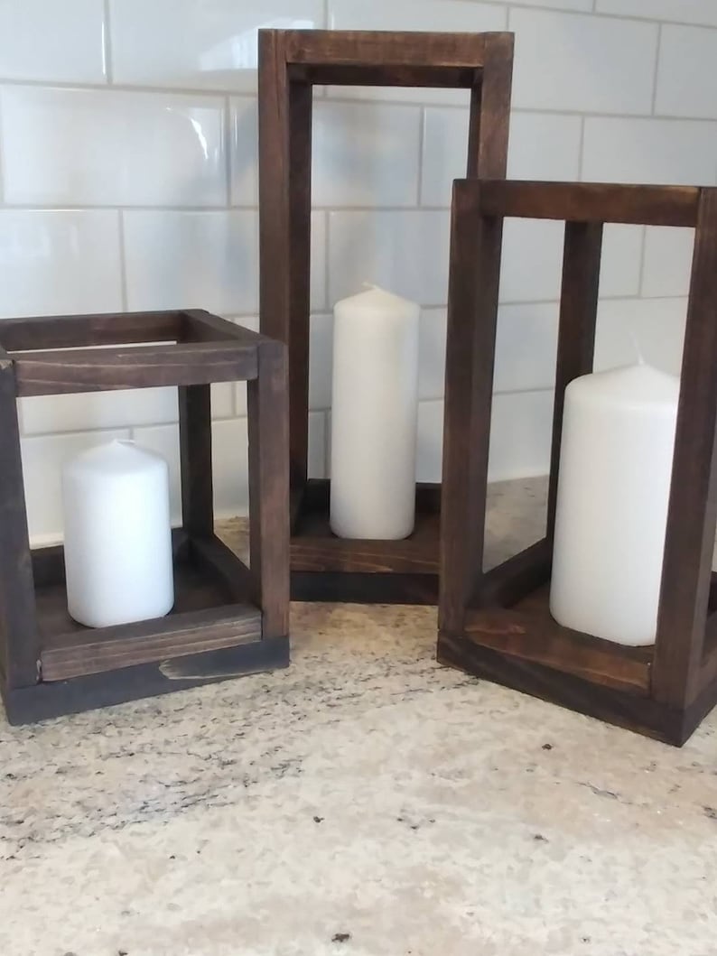 Rustic Wood Lanterns in Multiple Sizes Wedding Centerpieces image 4