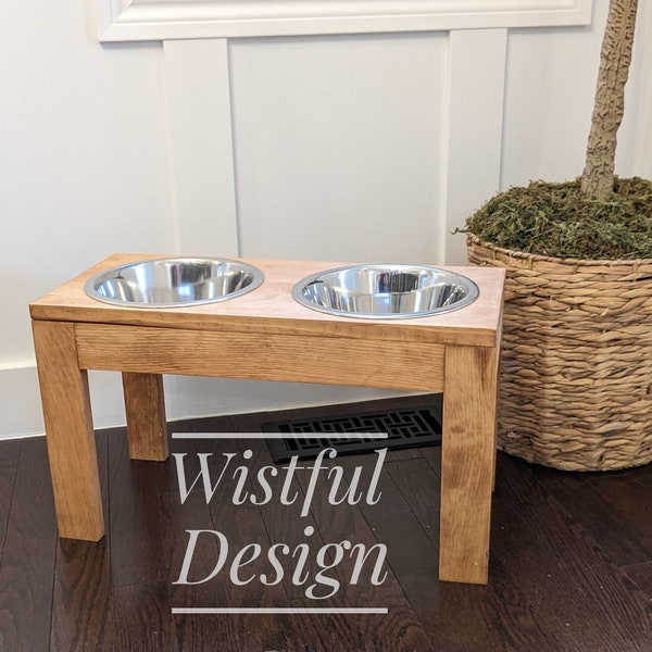 Large Wood Raised Dog Food Bowls