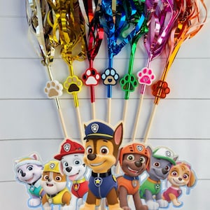 Paw Patrol Birthday Party Favor and Decoration Wands! Includes a paw straw topper