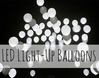 LED Wedding Balloons: 50 White Light-Up Balloons with Ribbons