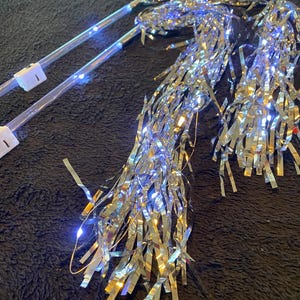 Fairy Light Tinsel Wedding Wands: Gold or Silver Strands, Warm White Lights