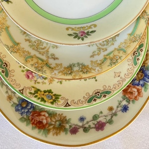 Fine China Plates Mismatched Small Dessert China / Tea Party Dishes / Set of Four Tea Cup Saucers, two chips(Saucer112)