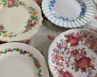 Mismatched Fine China 8" Dessert Plates Set of Four Vintage China   (s139)