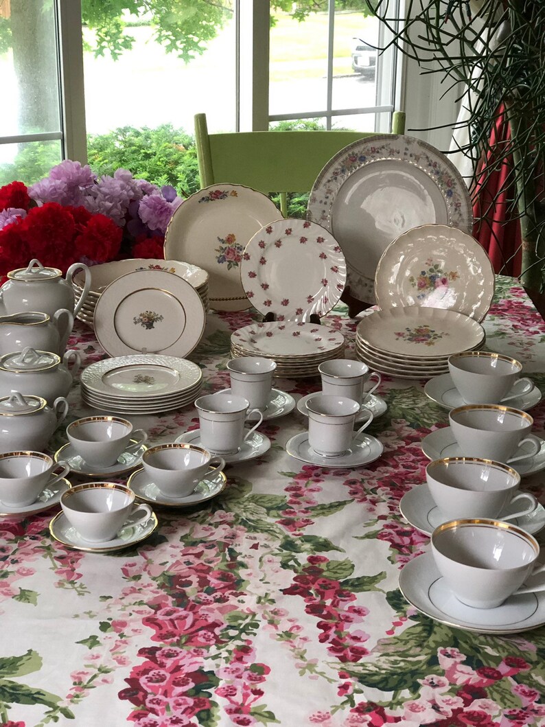 Vintage China Tea Party Set Kahla Konitz Tea Pot Chipped, Creamer and