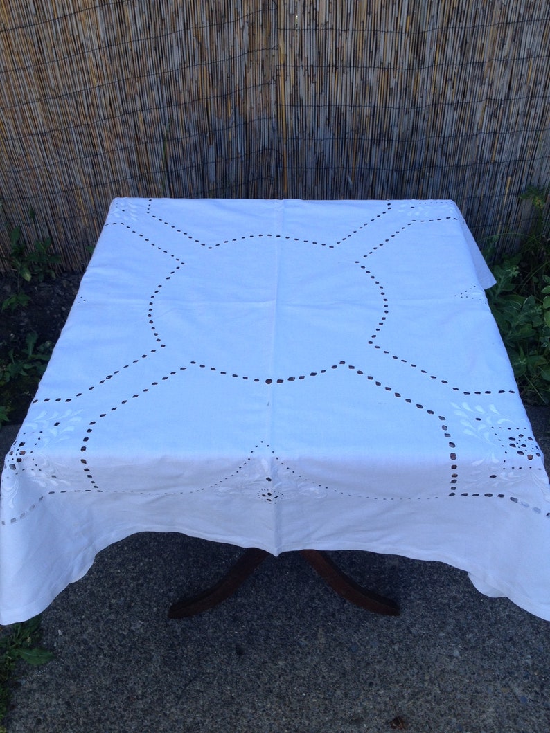 Wedding Cake Table Tablecloth White Handmade Cake Table Tablecloth Cotton Linen Square Tablecloth Perfect Cake Table Tablecloth Wedding