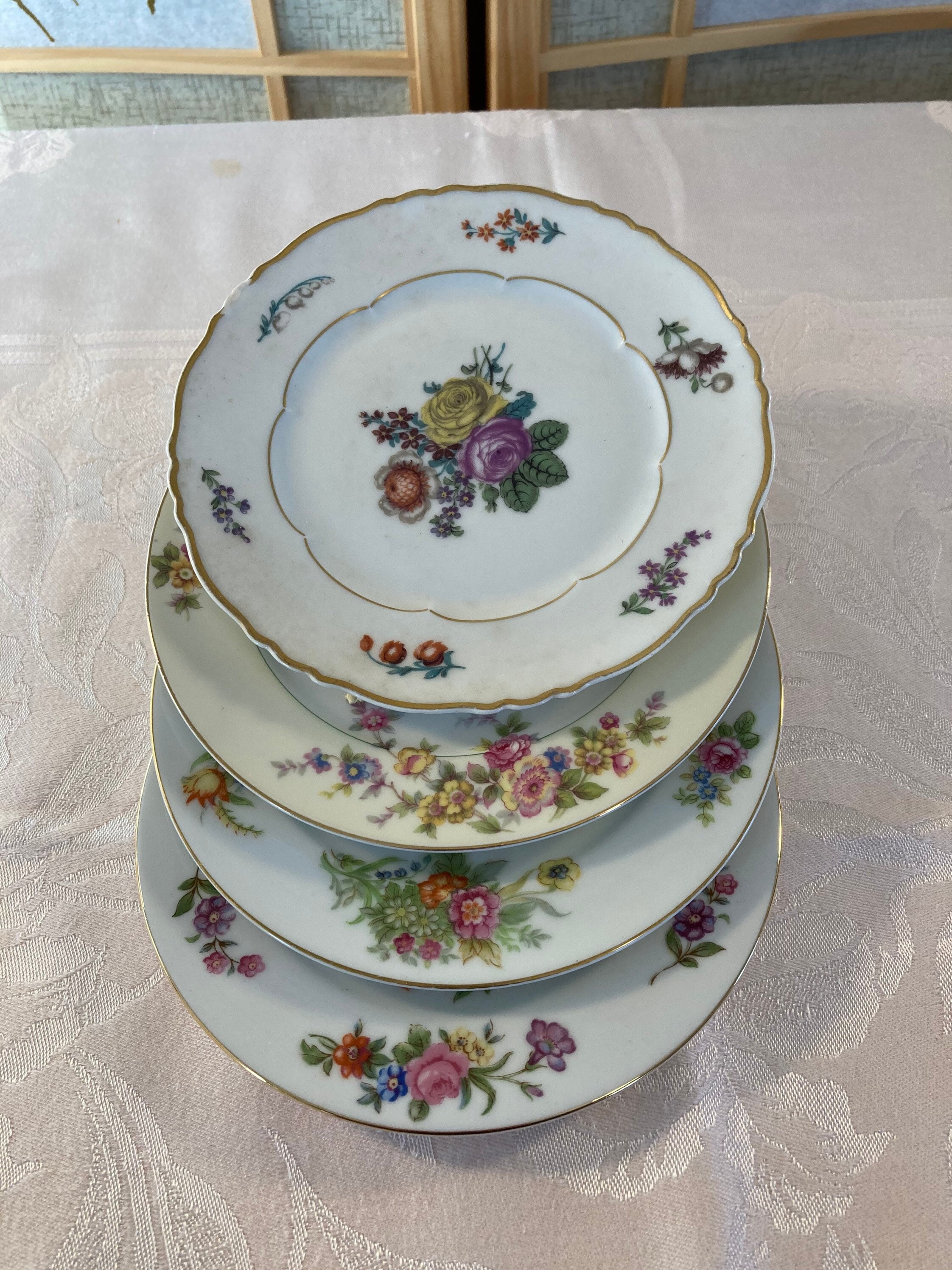 fine china dessert plates set of four vintage cake/party one is limoges | 6b140