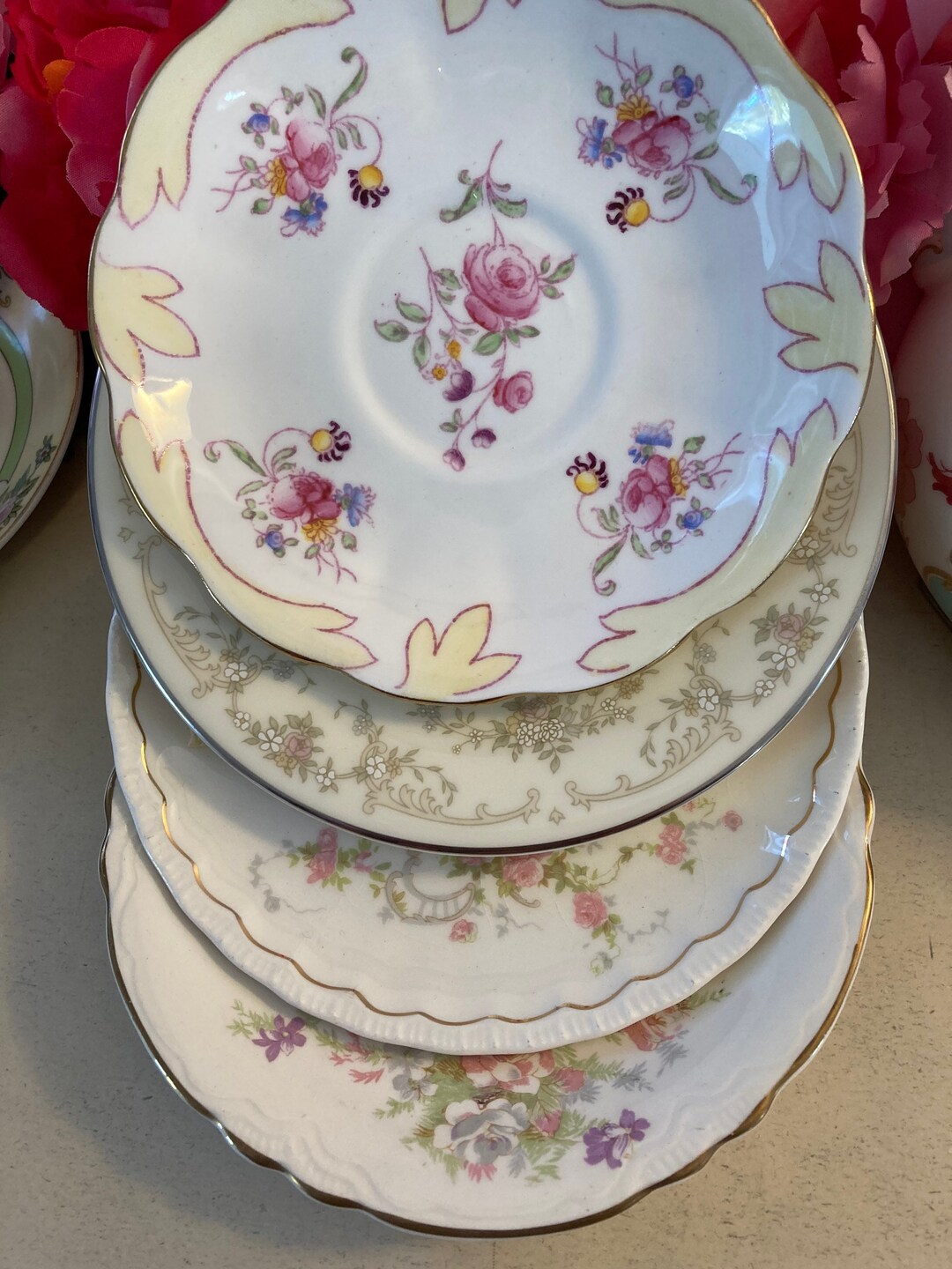 Mismatched Fine China Dessert Plates Vintage Set of Four Etsy