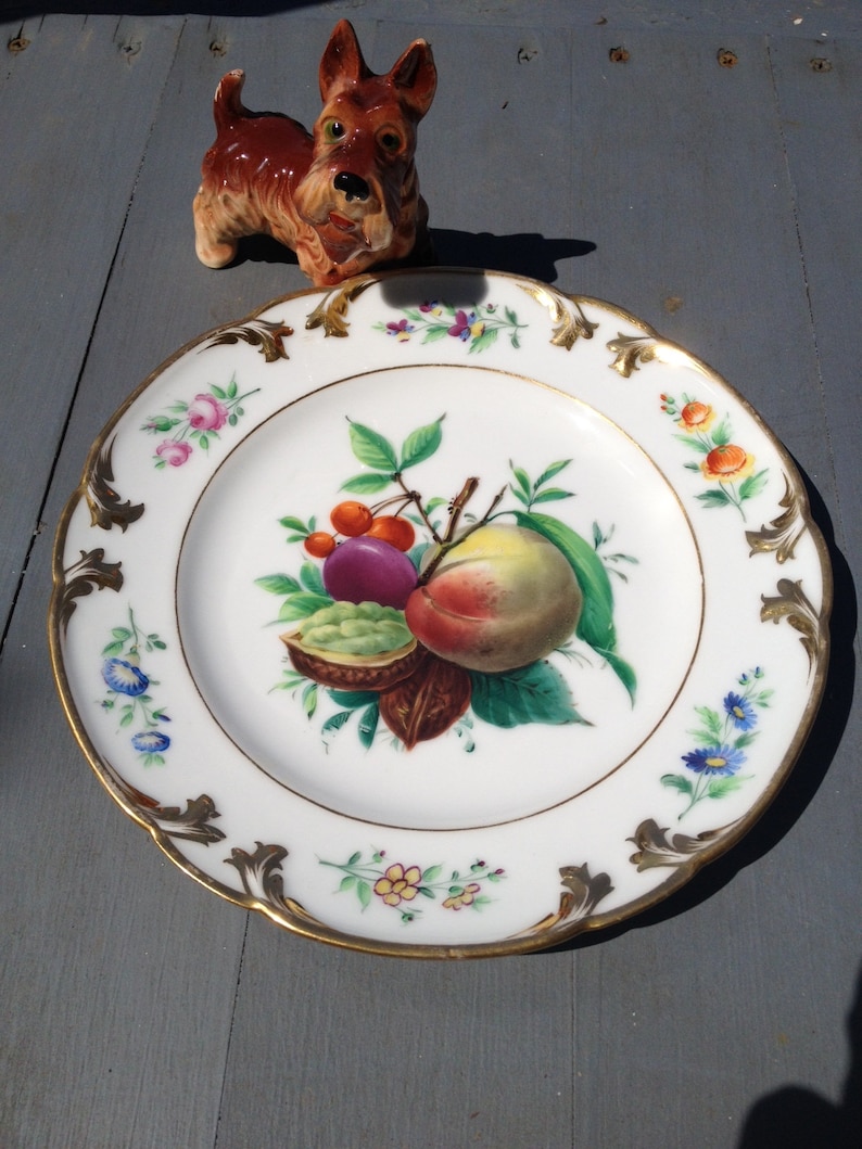 China Dessert Plates Gold Rimmed Vintage China Dishes Wall Decor Garden Party Dinnerware Fruit Decor Plates Hand Painted Kitchen Decor