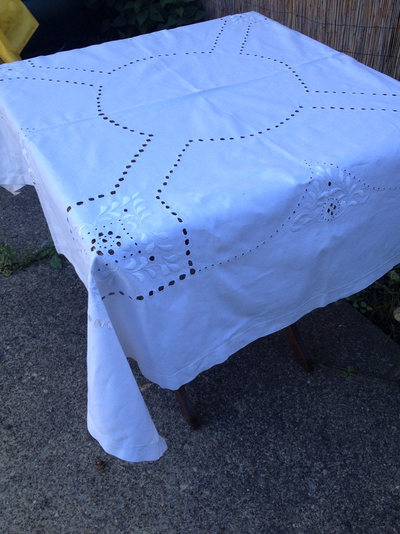 Wedding Cake Table Tablecloth White Handmade Cake Table Tablecloth Cotton Linen Square Tablecloth Perfect Cake Table Tablecloth Wedding