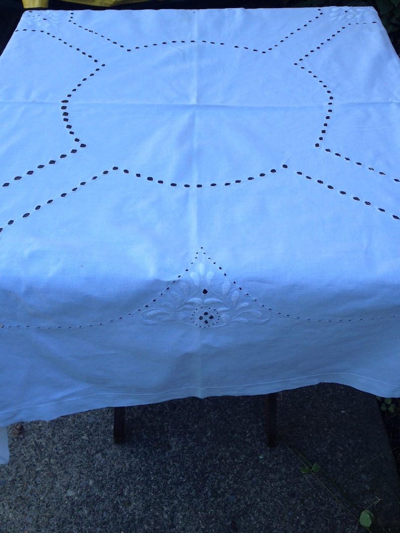 Wedding Cake Table Tablecloth White Handmade Cake Table Tablecloth Cotton Linen Square Tablecloth Perfect Cake Table Tablecloth Wedding