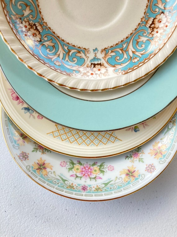 Mismatched Fine China Dessert Plates Vintage Set of Four Etsy