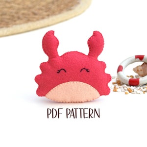 Easy felt Crab PATTERN pdf . Handmade Ocean Themed Decor Sewing Pattern . Sea creatures sewing pattern