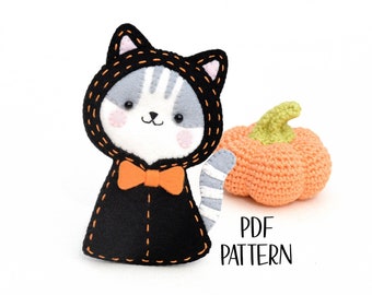 Felt Black Cat Pattern: Halloween Kitten Ornament (PDF Pattern)