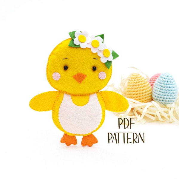 Cute Chicken felt PATTERN pdf . Easter chick basket stuffer sewing tutorial . Farm animals baby mobile hanging toy