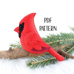Red Cardinal Filz aus Filz MUSTER pdf . Winter Deko Vögel Schnittmuster Weihnachtsschmuck