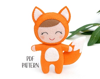 MOTIF en feutre de bébé renard. Poupée de poche en peluche renard faite main. Peluche à motif renard des bois. Motif animal en feutre