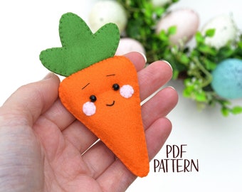 Easy Carrot felt PATTERN pdf svg png for Easter decor and gifts
