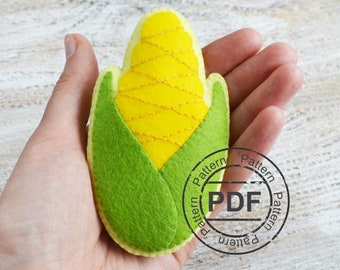 CORN pdf felt pattern, felt corn on the cob, felt toy sewing pattern, Autumn decor