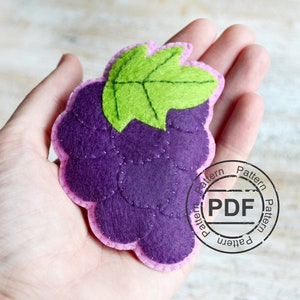 GRAPES felt play food PATTERN, felt pdf sewing pattern