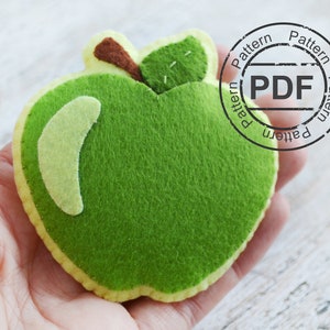 APPLE felt food PATTERN pdf, Felt sewing pattern, Play food for kids
