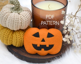 Felt Pumpkin Ornament Sewing Pattern: Halloween Jack o Lantern (PDF Pattern)