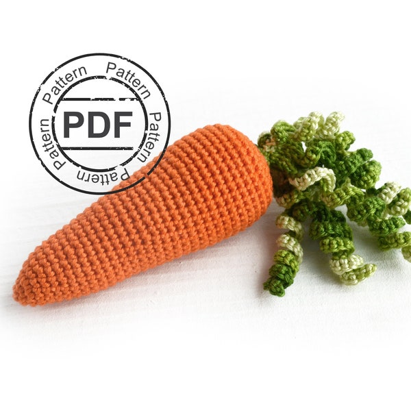 Crochet carrot PATTERN pdf . Crochet food toy pattern . Pretend food tutorial . Easter DIY baby gift