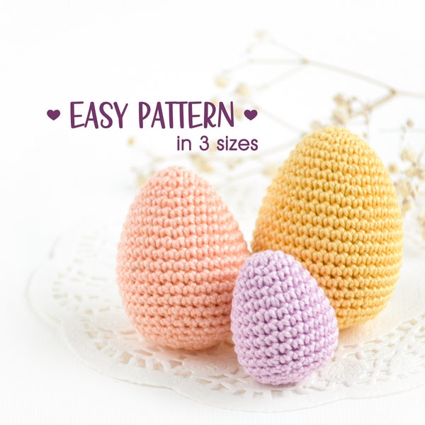 Easter Eggs Crochet PATTERN pdf .  Easy egg decorations .  Play food egg basket filler