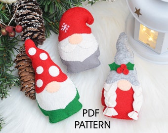 Felt Christmas Gnome Pattern: 3-in-1 Tiered Tray Decor (PDF)
