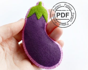 AUPLANT vilt voedsel PATROON pdf vilt speelgoed voedsel tutorial vilt aubergine naaipatroon groenten vilt patroon alsof voedsel vilt