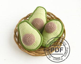 Avocado crochet PATTERN pdf . Amigurumi play food pattern . Crochet food toy pattern . DIY baby gift tutorial