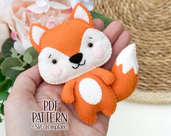 Felt Fox Sewing Pattern, Woodland Animal Plush Toy (PDF, SVG)