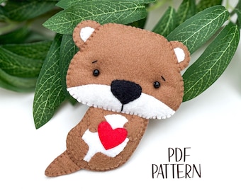 Felt Otter Sewing Pattern, DIY Woodland Plush (PDF Pattern)