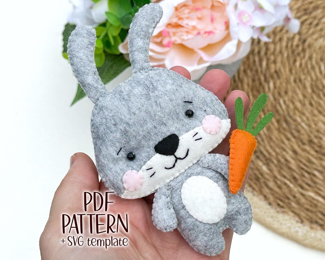 Felt Bunny Pattern - Woodland Animal Hand-sewn Plush Ornament PDF + SVG ...