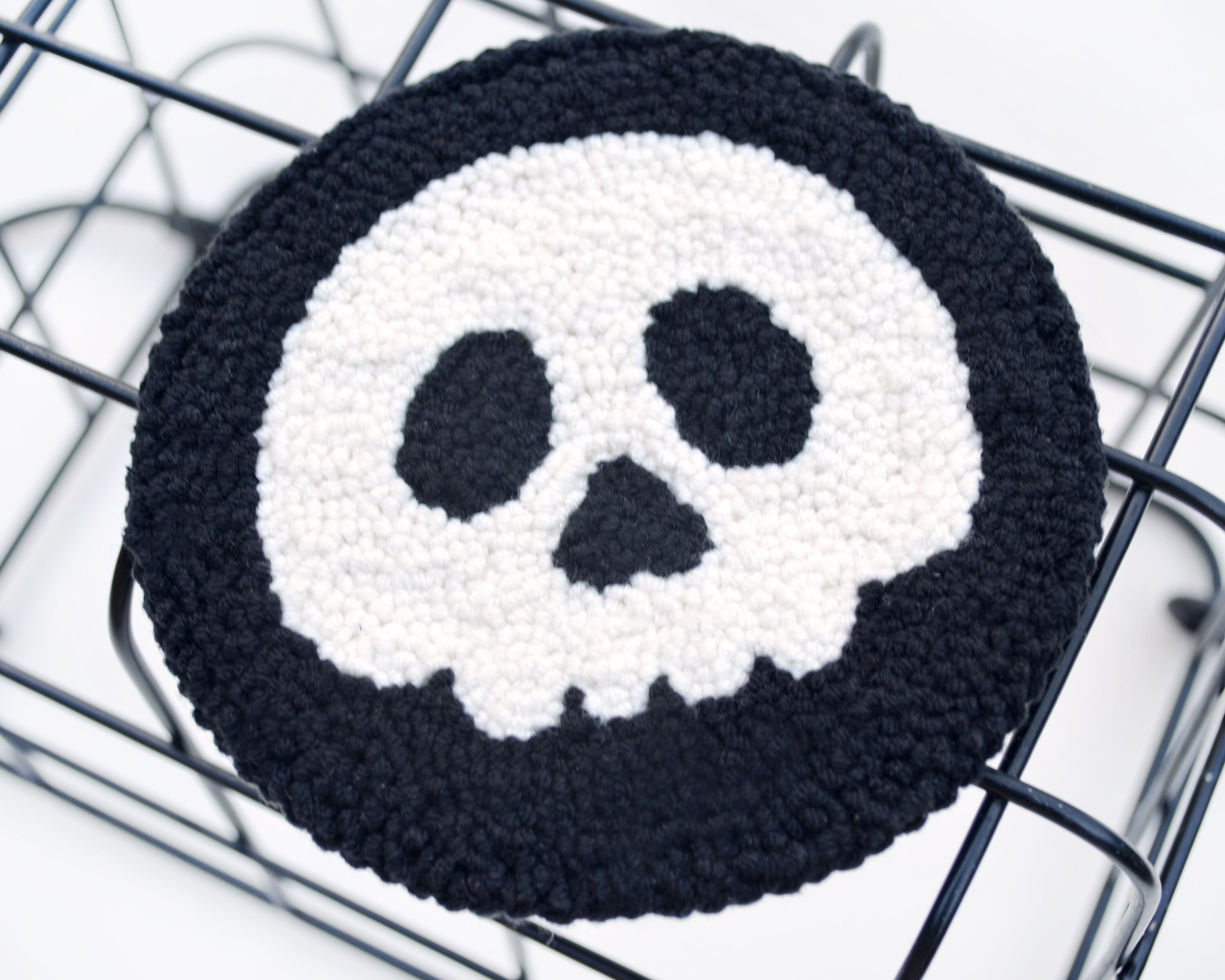 Skeleton Punch Skull Punch Needle PATTERN Pdf . Halloween Car Cup Coaster Pattern ...
