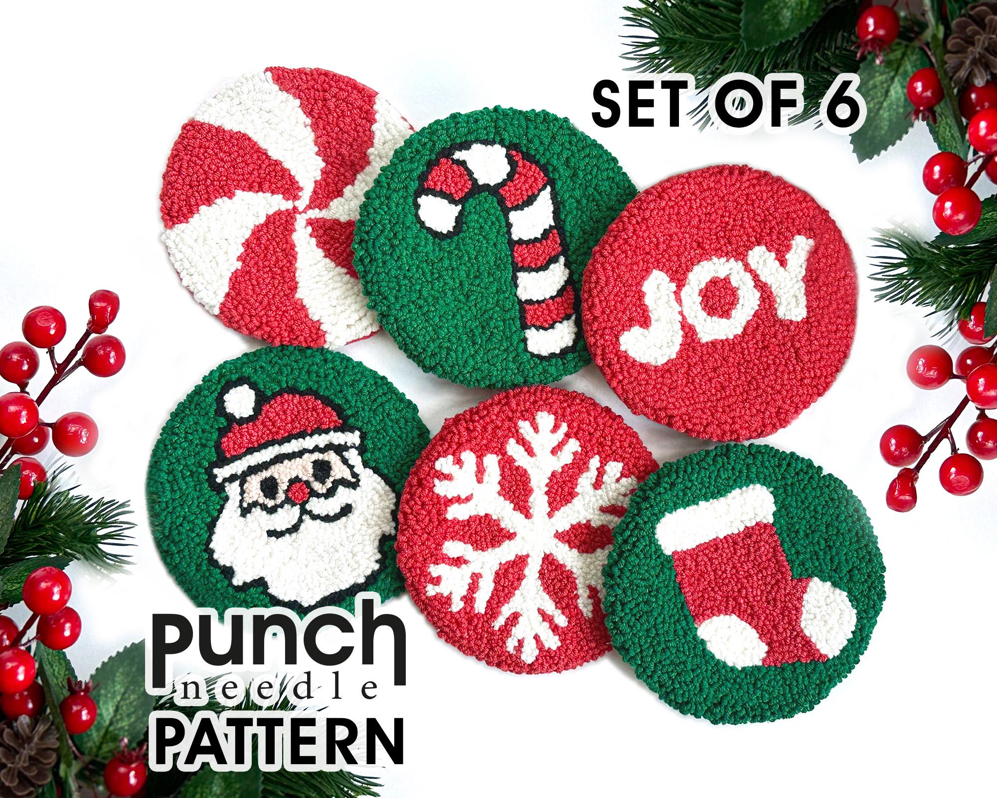 Christmas Punch Needle Pattern: Holiday Coasters, Set of 6 (PDF) - Etsy