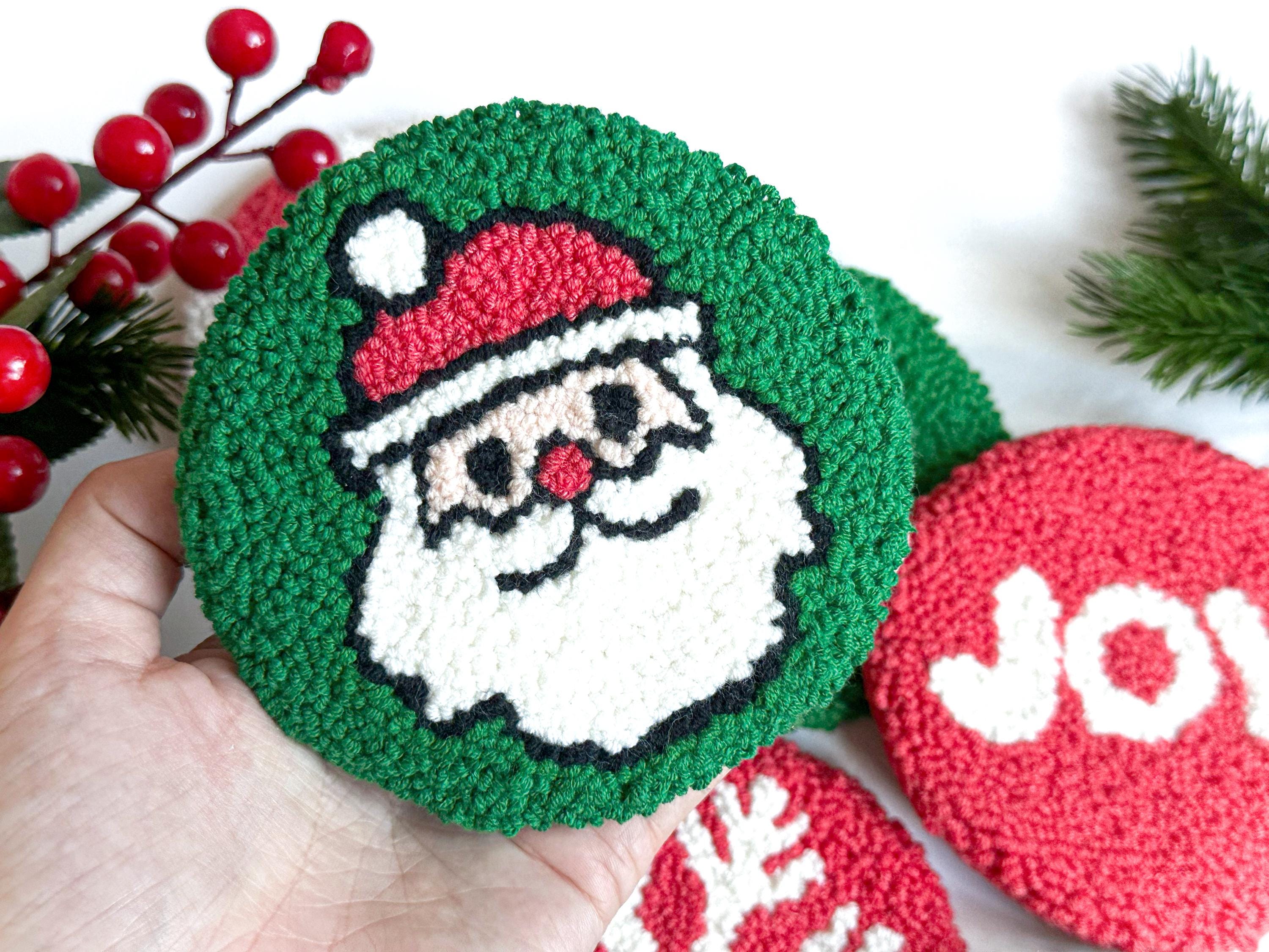 Christmas Punch Needle Pattern: Holiday Coasters, Set of 6 (PDF) - Etsy