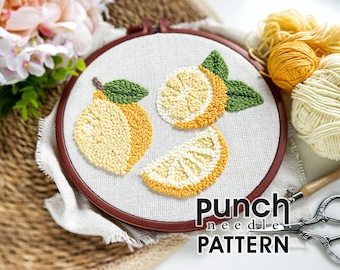 Lemon Trio Punch Needle Pattern, Mug Rug PDF (Digital Download)