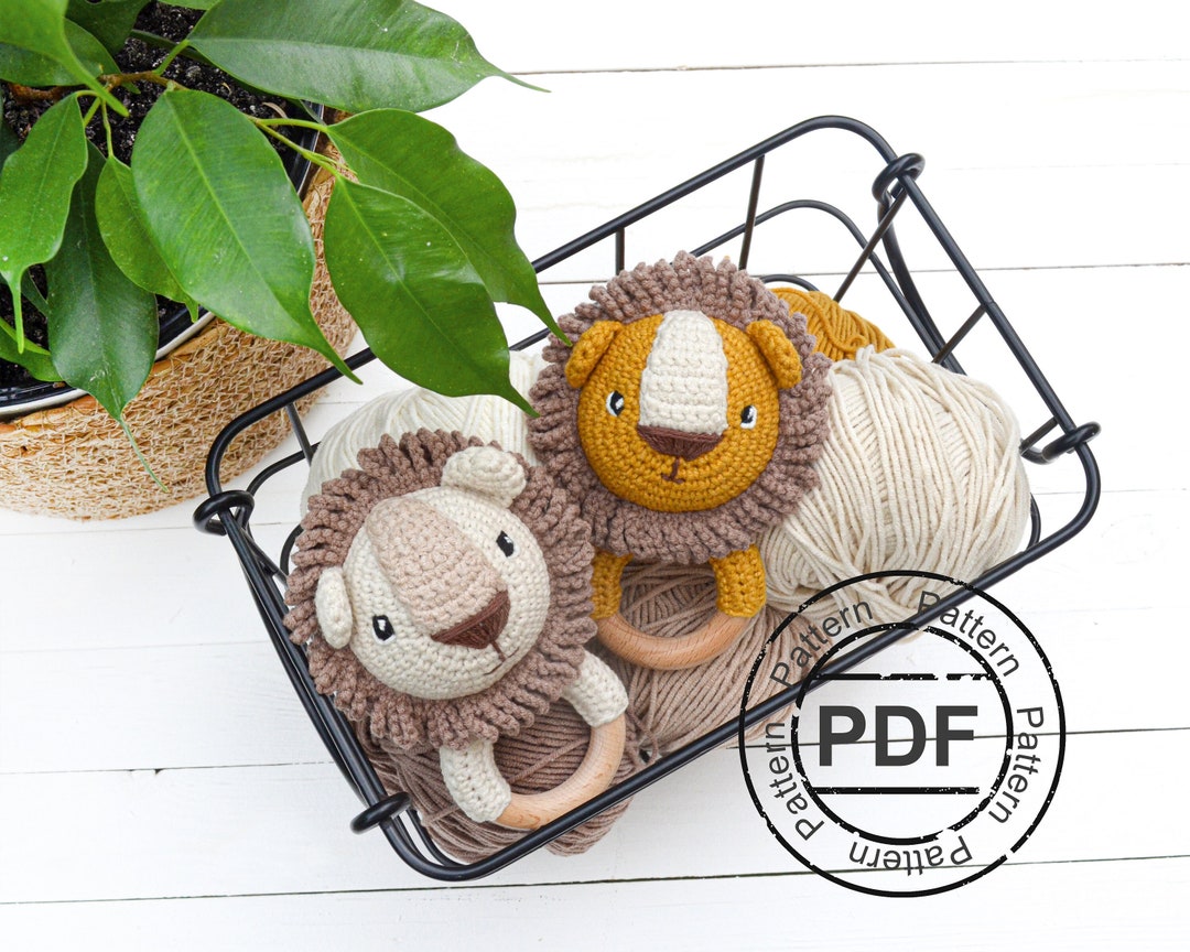 Crochet Lion Baby Rattle PATTERN Pdf Digital File . Neutral Modern ...