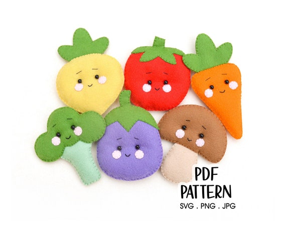 フェルトで作る野菜の型紙：おままごと縫い（PDF型紙） - Etsy 日本